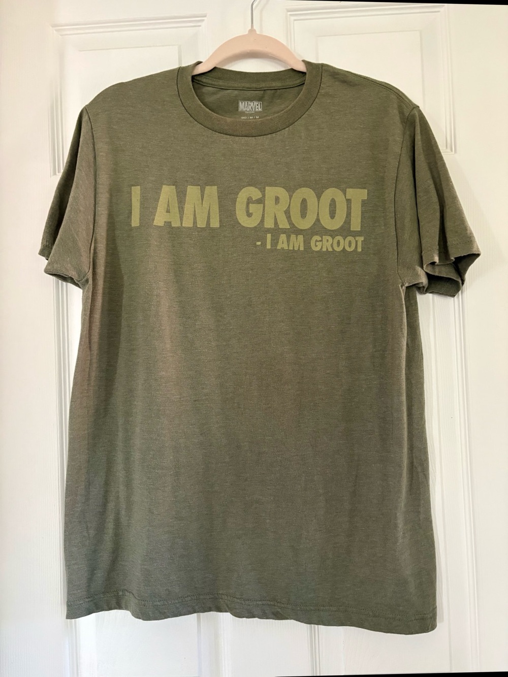 VINTAGE 2014 I AM GROOT MENS TSHIRT SZ MEDIUM OLIVE GRN GUARDIANS OF THE GALAXY